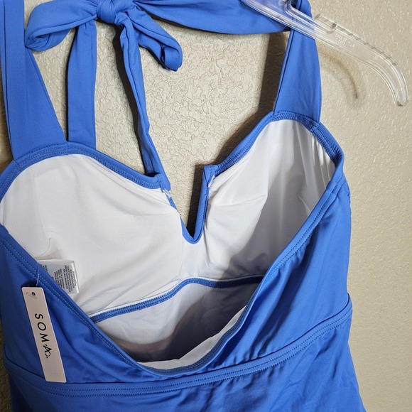 NWT SOMA Swim V Wire Halter Tankini French Blue Size M - Picture 5 of 8